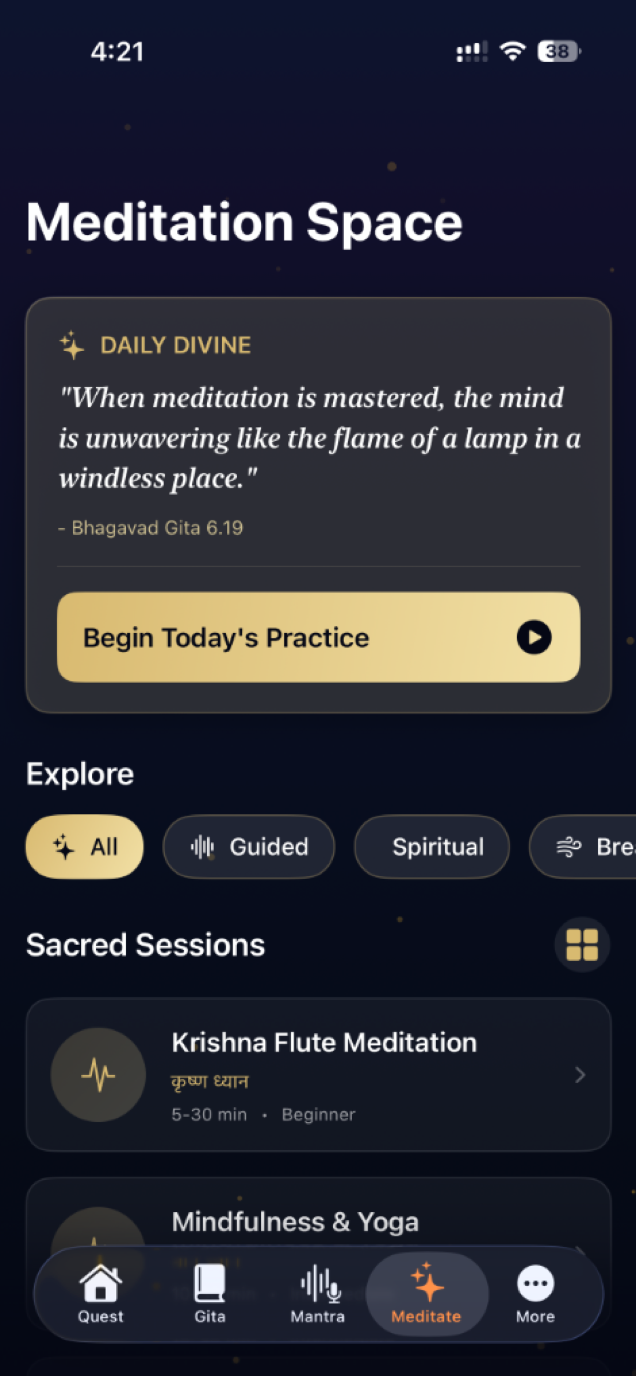 Bhakti Quest Home Screen
